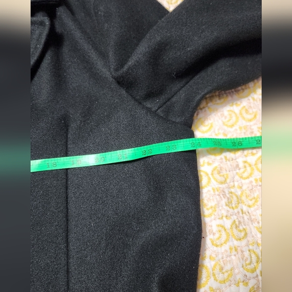 Banana Republic Wool Peacoat Jacket Mens Large Black Plaid Double Breasted - Picture 13 of 15